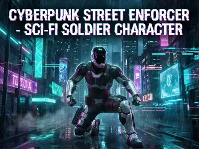 Cyberpunk Street Enforcer  Sci-Fi Soldier Character Low-poly 3D model
