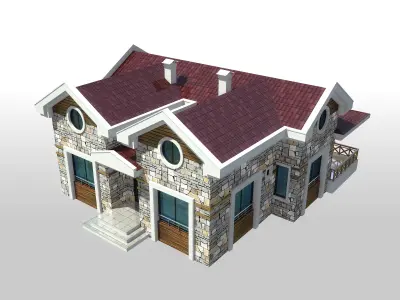 Home Architectural 3d Model with Render Scene Low-poly 3D model
