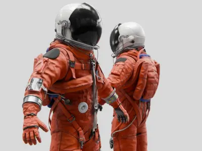 Orange ACES Spacesuit Rigged Low-poly 3D model