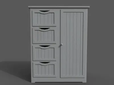 Cupboard with drawers Low-poly 3D model