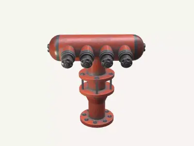 Industrial Water Hydrant Low-poly 3D model