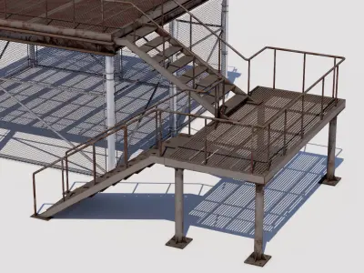Rooftop Stairs 12 Low-poly 3D model