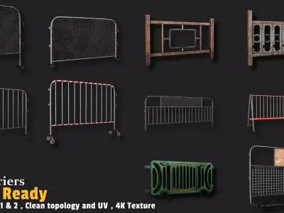 10 Barriers  Game Ready VOL01 Low-poly 3D model