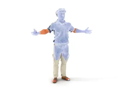 Sea Captain Character Model Patriotic Rigged and Animated Low-poly 3D model