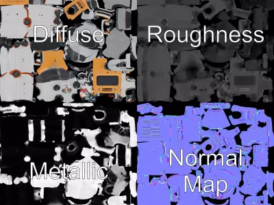 Retro Robot Character Model Pack Low-poly 3D model