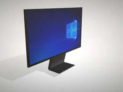 Monitor with windows Low-poly 3D model
