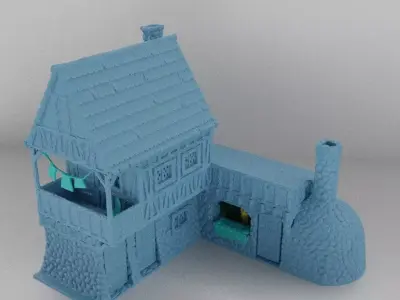 Medieval Bakery Tabletop Terrain 25 mm 3D print model
