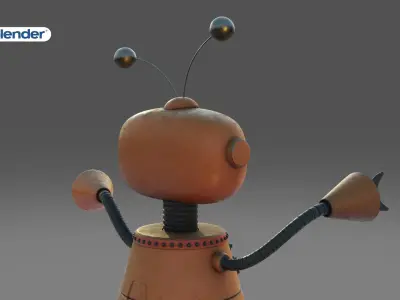 Cartoon Robot Rigged in Blender  Low-poly 3D model