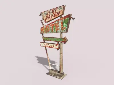 Worn Motel Sign 3D model
