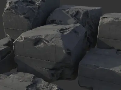 Stone Blocks Low-poly 3D model