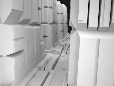 Cityscape 1 Building Road Futuristic Low-poly 3D model