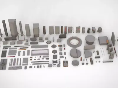 Sci-Fi architecture Elements collection 14 3D model