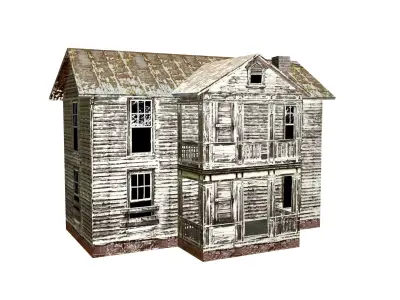 old house PBR texture Low-poly 3D model