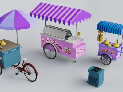 Ice Cream Carts Collection 3D model