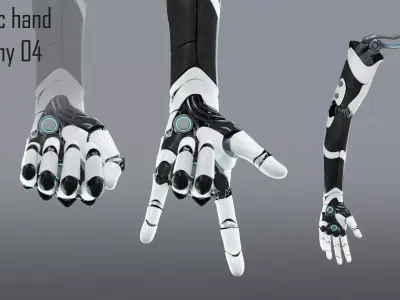 Robotic hand anatomy 04 Low-poly 3D model