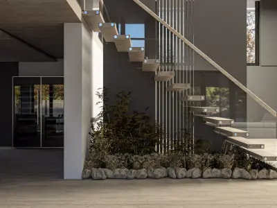 Modern Minimalist Villa with Interior Exterior Scene  Low-poly 3D model