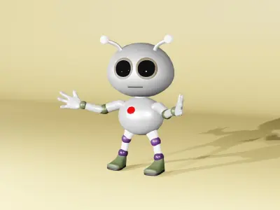 Cute Robot Cartoon Character 3D model