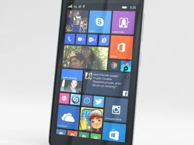 Microsoft Lumia 535 and Dual SIM White Low-poly 3D model