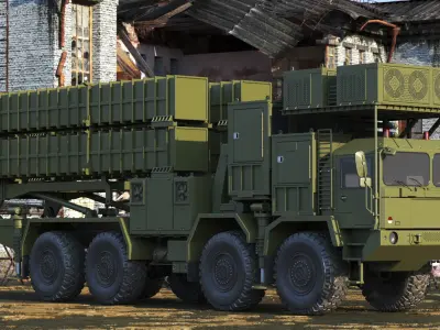  Self Propelled Air Defense Missile System Rigged for Cinema 4D 