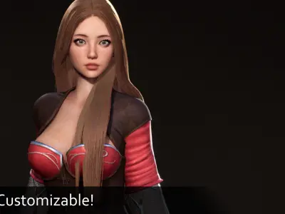 F2 Cyber Girl Pandora - Rigged Modular Game Character Low-poly 3D model