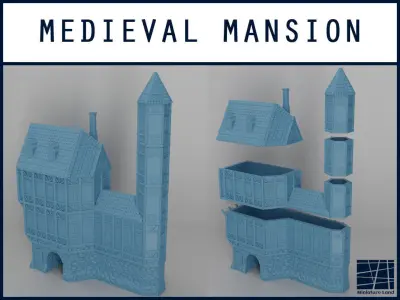 Big Medieval House  Tabletop Terrain 25 mm 3D print model