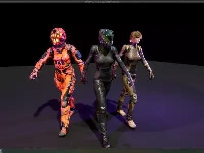 SciFi Unit Female Low-poly 3D model
