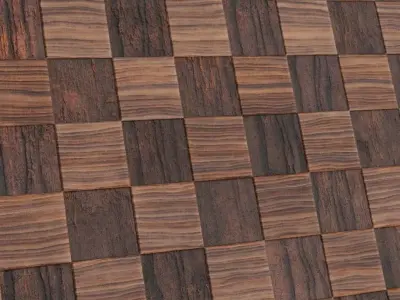 Polished Checkerboard Wood Parquet PBR Seamless Texture