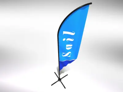 Sail Flag - Animated Exhibition Flag Low-poly 3D model