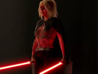 Female Sith Warior Dual Saber Rigged 3d Character 3D model
