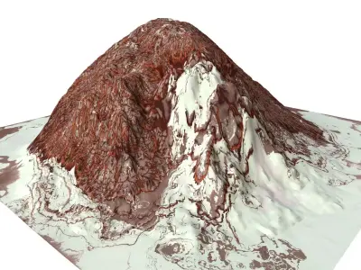Red Snow ICE Mountain Canyon Desert Low Poly Terrain Rock 5 Low-poly 3D model