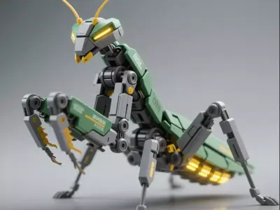 Futuristic Robotic Mantis   Sci-Fi Insect Mech 3D Model Game  3D model