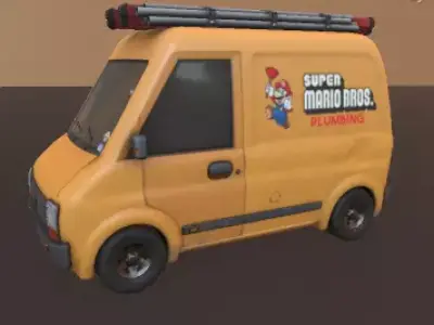Stylish yellow van Low-poly 3D model