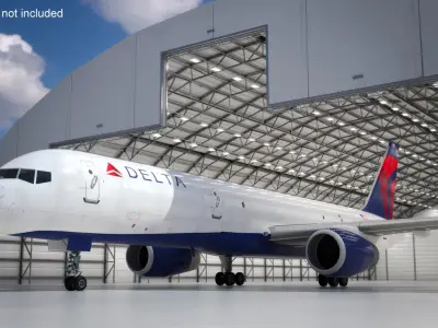  Delta Airlines Boeing 757 Commercial Airliner Rigged for Cinema 4D 