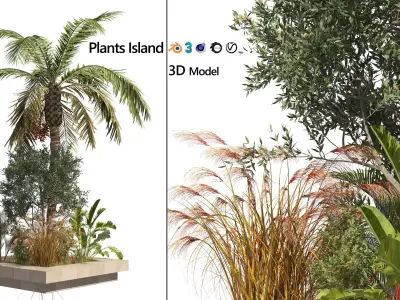 Garden Island plants  Low-poly 3D model