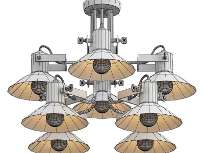 dauntaun light fixture with six shades 3D model