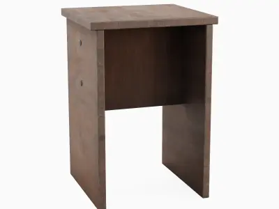 Wooden Stool 02 Low-poly 3D model