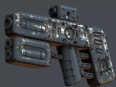 Gun scifi 3d model scifi Low-poly Low-poly 3D model Low-poly  Low-poly 3D model