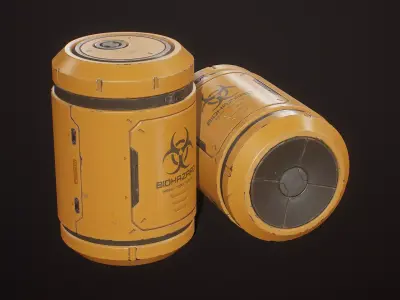 Sci-Fi Biohazard Barrel 5 Color Options LODs - PBR Game Ready  Low-poly 3D model