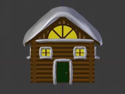 Snowy Log Cabin Low-poly 3D model