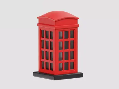 British Red Telephone Box telephone booth Low-poly 3D model