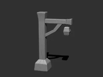 Fantasy Light Pole 01 Low-poly 3D model