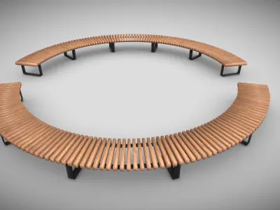 Circular Bench  Low-poly 3D model