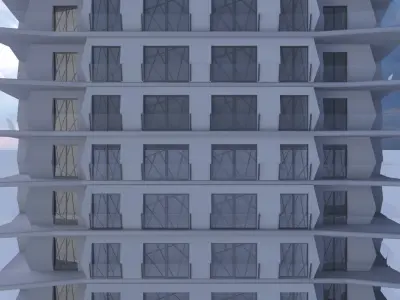 20 Storey Residential Building Low-poly 3D model