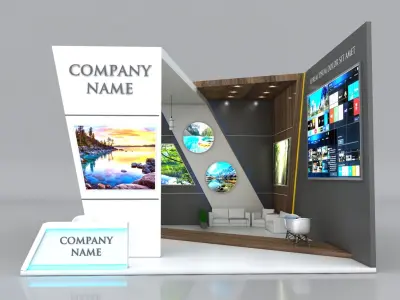 Booth Exhibition Stand Stall 8x7m Height 500 cm 2 Side Open 3D model