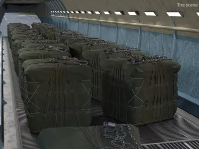  Military Cargo Transport Aircraft Nose Open with Interior 