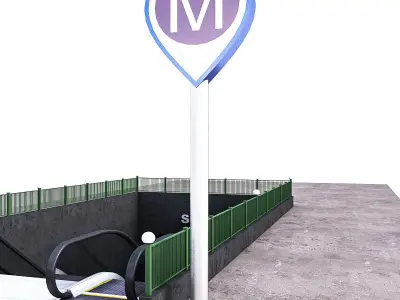 Subway Entrance Low-poly 3D model
