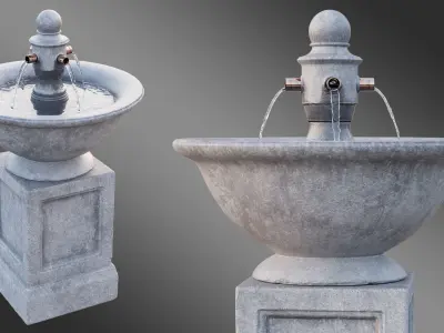 3 Animated Water Fountain Set 3D model
