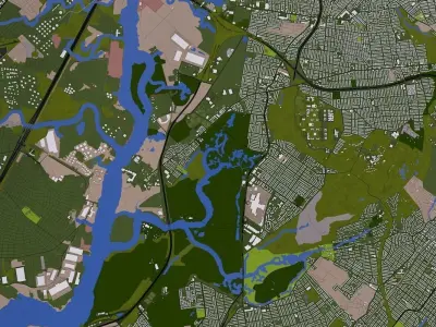 Staten Island NY USA Low-poly 3D model