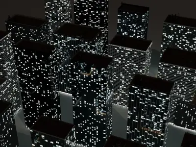 Tall Buildings - Skyscrapers  Low-poly 3D model