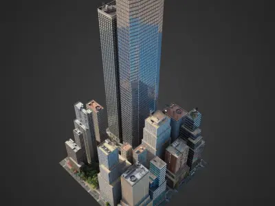 Realistic City District H5-C5 3D model